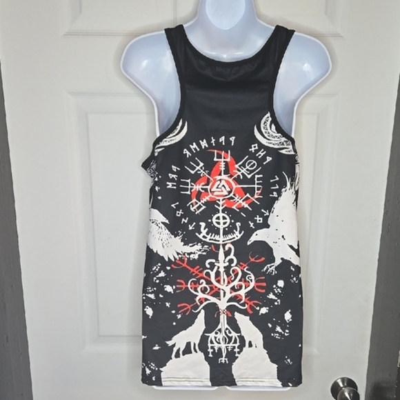 Viking Rune Black and White Tank Top - Picture 2 of 3